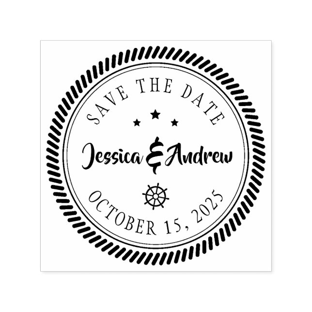 Modern Nautical Save the Date Wedding Self-inking Stamp (Design)