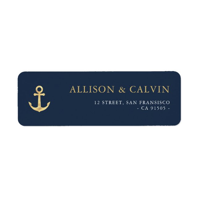 Modern nautical sea address label (Front)