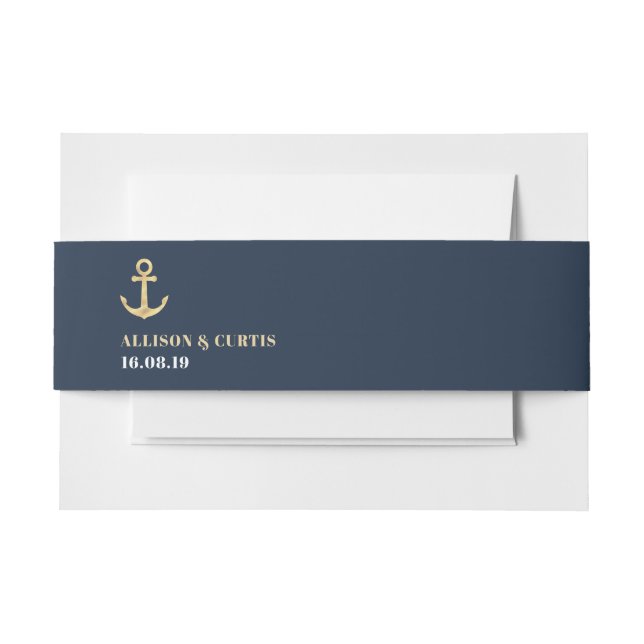modern nautical sea belly band invitation belly band (Front Example)