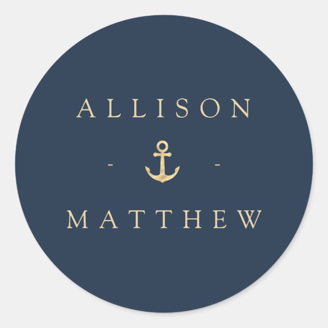modern nautical sea wedding sticker (Front)