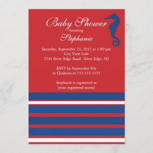 Modern Nautical Seahorse Baby Shower Invitation