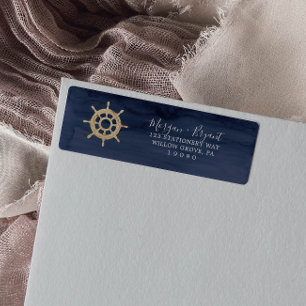 Modern Nautical   Ship Helm Return Address Label