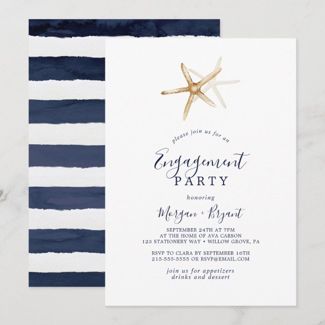Modern Nautical | Starfish Engagement Party Invitation (Front/Back)