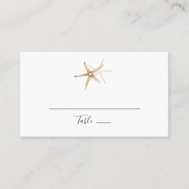 Modern Nautical | Starfish Flat Wedding Place Card (Front)