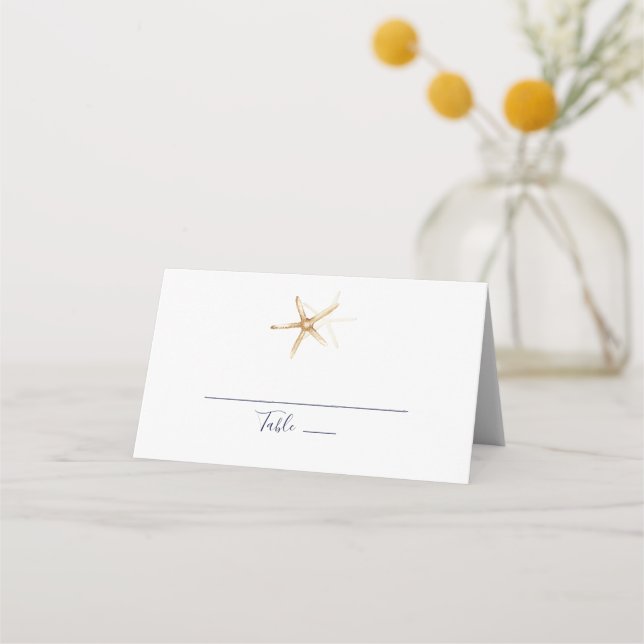 Modern Nautical | Starfish Folded Wedding Place Card (Front)