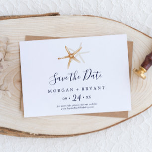 Modern Nautical   Starfish Horizontal Save The Date