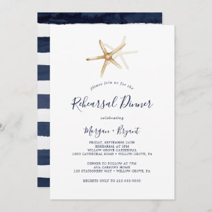 Modern Nautical   Starfish Rehearsal Dinner Invitation