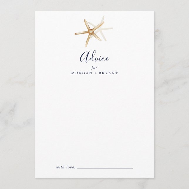 Modern Nautical | Starfish Wedding Advice Card (Front)