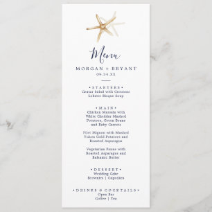 Modern Nautical   Starfish Wedding Dinner Menu