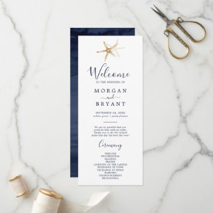 Modern Nautical Starfish Wedding Program Programme