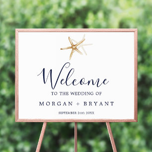 Modern Nautical   Starfish Wedding Welcome Poster