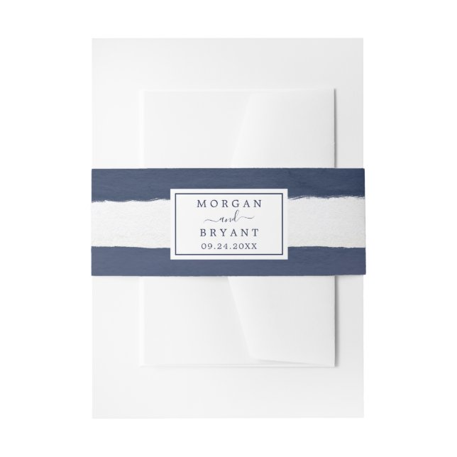 Modern Nautical Striped Wedding Invitation Belly Band (Front Example)