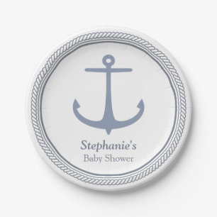 Modern Nautical Themed Baby Shower Supplies Paper Plate