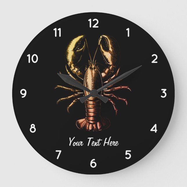 Modern Nautical vintage Lobster Personalised  Large Clock (Front)