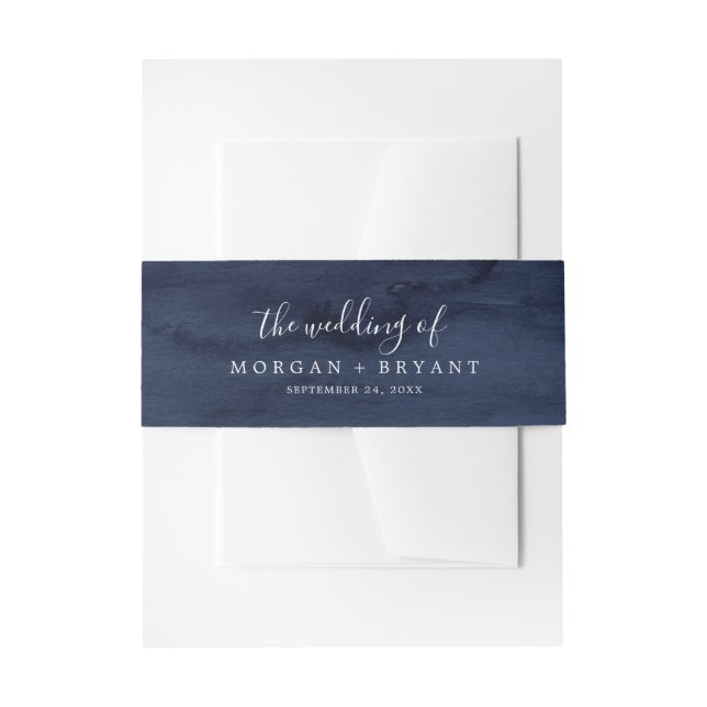 Modern Nautical Watercolor Wedding Invitation Belly Band (Front Example)