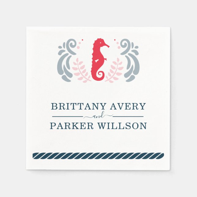 Modern Nautical Wedding Napkin (Front)