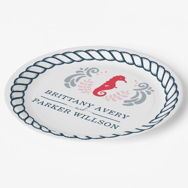 Modern Nautical Wedding Personalised Paper Plate (Angled)