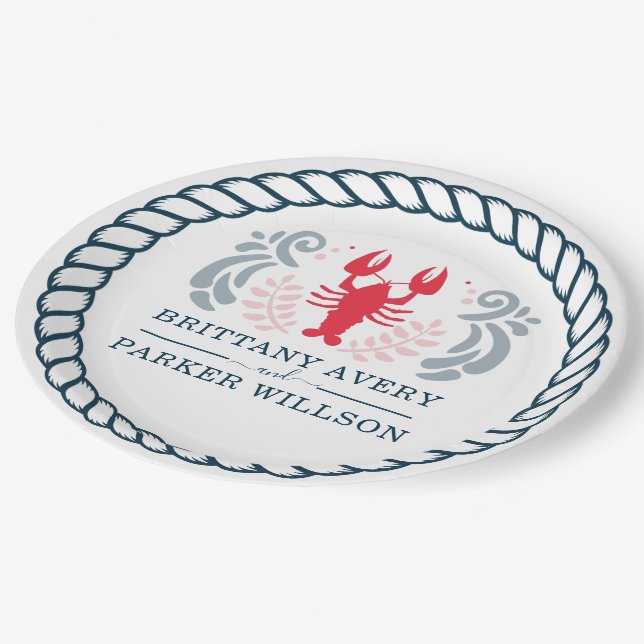 Modern Nautical Wedding Personalised Paper Plate (Angled)