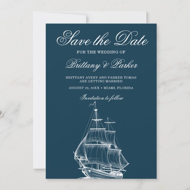 Modern Nautical Wedding Save The Date (Front)