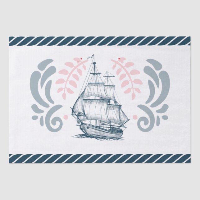 Modern Nautical Wedding Tissue Paper (Front)