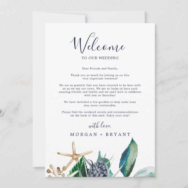 Modern Nautical Wedding Welcome Letter & Itinerary (Front)