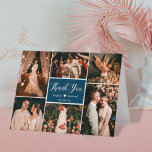Modern Navy 6 Photo Collage Wedding Thank You Card<br><div class="desc">Modern, Elegant, Hand Lettered Navy Blue Wedding Multi Photo Collage Thank You Folded Card. Stylish wedding thank you card template featuring six (6) photo on the front and one (1) photo inside. With the text "thank you" in a swirly hand lettered calligraphy script font in white on dark navy blue...</div>