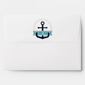 Modern Navy Anchor Nautical Monogram Wedding  Enve Envelope
