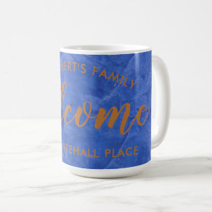 Modern Navy and Copper Personalised Name Address Coffee Mug