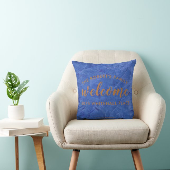 Modern Navy and Copper Personalised Name Cushion (Chair)