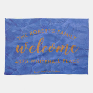 Modern Navy and Copper Personalised Name Tea Towel