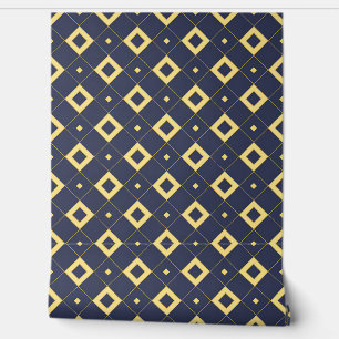 Modern Navy and Gold Diamond Pattern Wallpaper