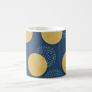 Modern Navy and Gold Polka Dot Coffee Mug