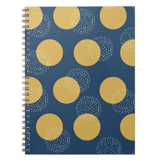 Modern Navy and Gold Polka Dot Notebook