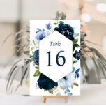 modern navy and light blue wedding table number<br><div class="desc">modern navy and light blue floral wedding table number.</div>