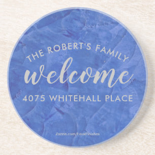 Modern Navy and Silver Personalised Name Coaster