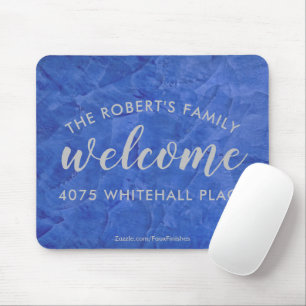 Modern Navy and Silver Personalised Name Mouse Mat