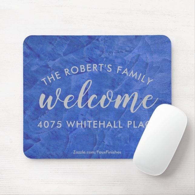 Modern Navy and Silver Personalised Name Mouse Mat (With Mouse)