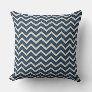 Modern Navy and White Chevron Pattern Cushion