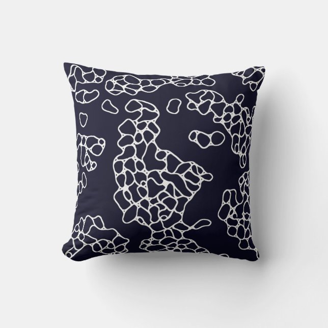 Modern Navy and White Pattern Cushion (Front)