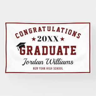 Modern Navy Black Class of 2024 Graduation Party Banner