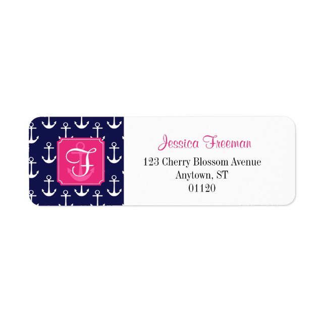 Modern Navy Blue Anchors Pattern Personalised (Front)