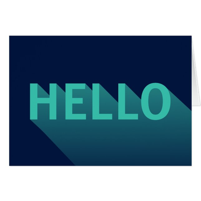 Modern Navy Blue and Aqua Teal Hello Typography (Front Horizontal)