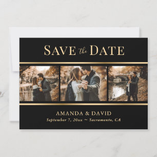 Modern Navy Blue and Blush Pink Wedding Photo Save The Date