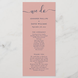 Modern Navy Blue and Blush We Do Wedding Programme