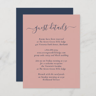 Modern Navy Blue and Blush Wedding Enclosure Card