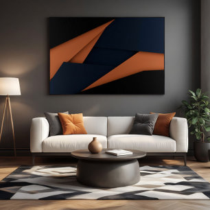 Modern Navy Blue and Copper Geometric Canvas Print