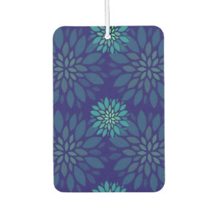 Modern Navy Blue and Green Floral Leaves Pattern Car Air Freshener