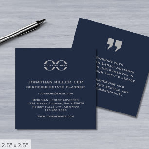 Modern Navy Blue and Grey Square Business Card