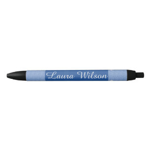 Modern Navy Blue and Lines Monogram Black Ink Pen