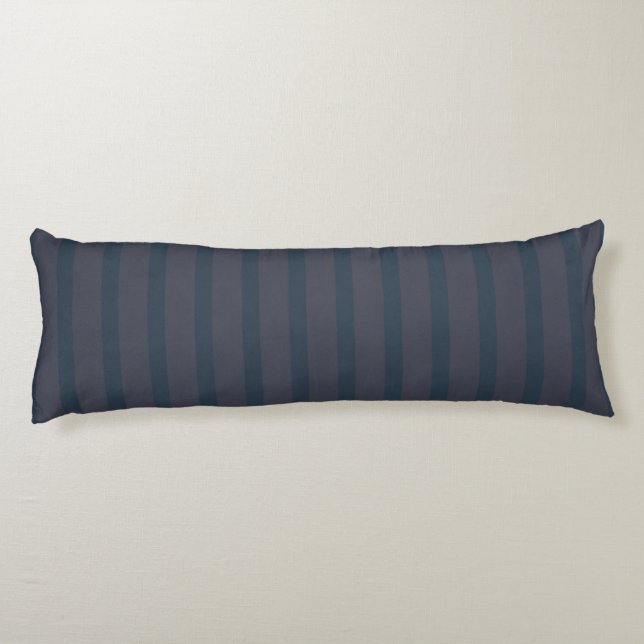 Modern Navy Blue and Plum Striped Body Cushion (Back)